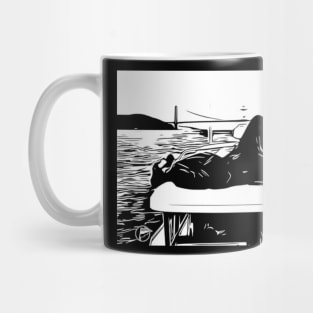 The captain on his boat Mug